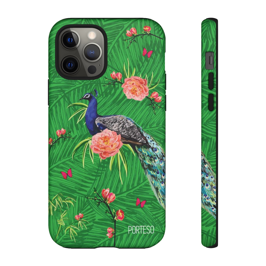 Tropical Peacock Hard Shell Phone Case