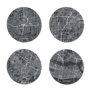 USA City Map Coaster Set