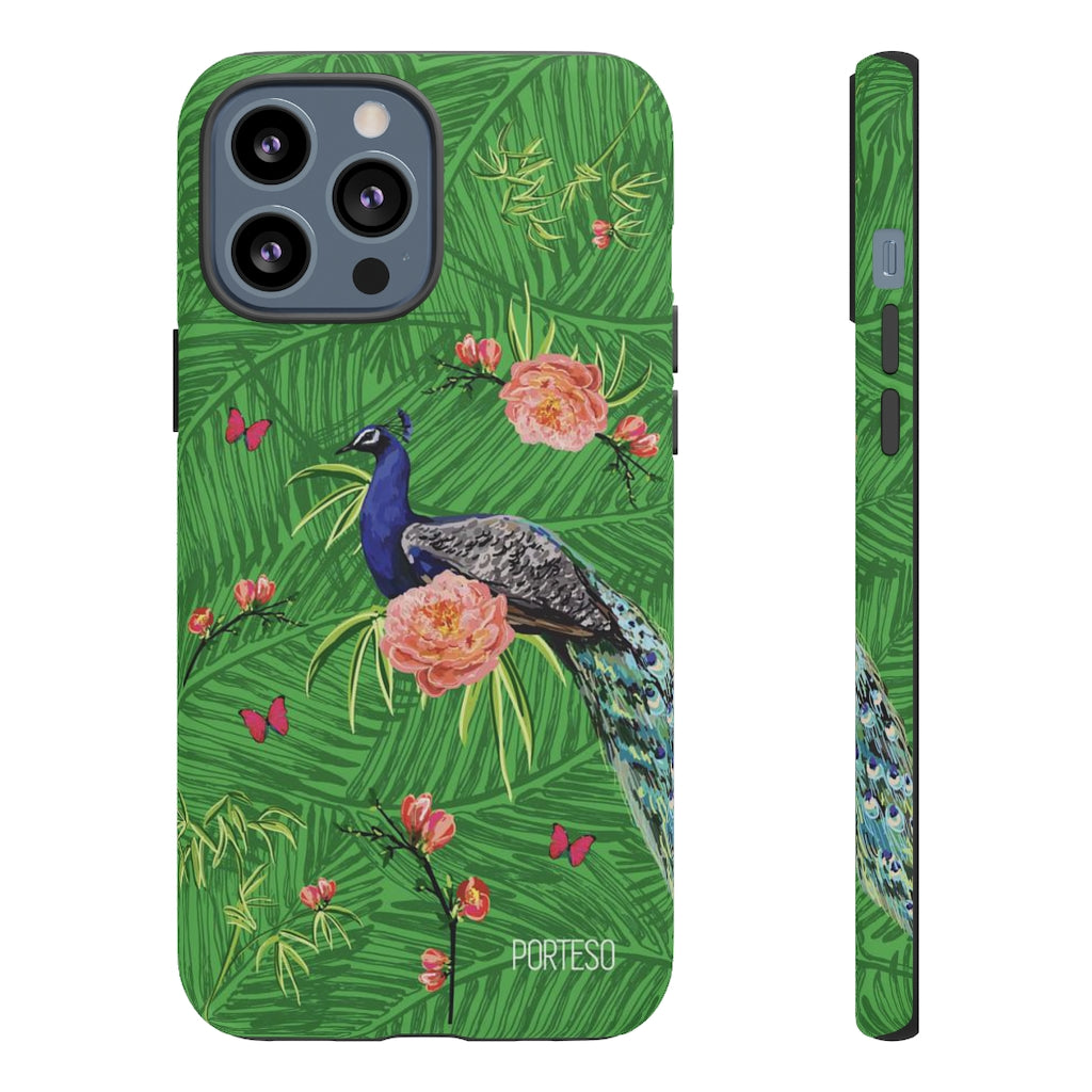 Tropical Peacock Hard Shell Phone Case