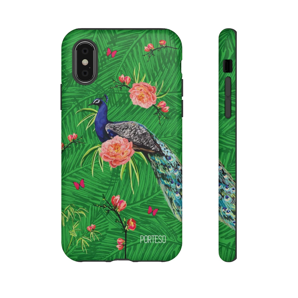 Tropical Peacock Hard Shell Phone Case