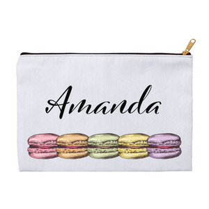 Personalized Makeup Bag with Macarons