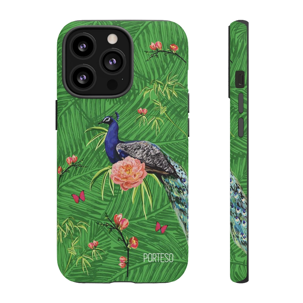 Tropical Peacock Hard Shell Phone Case