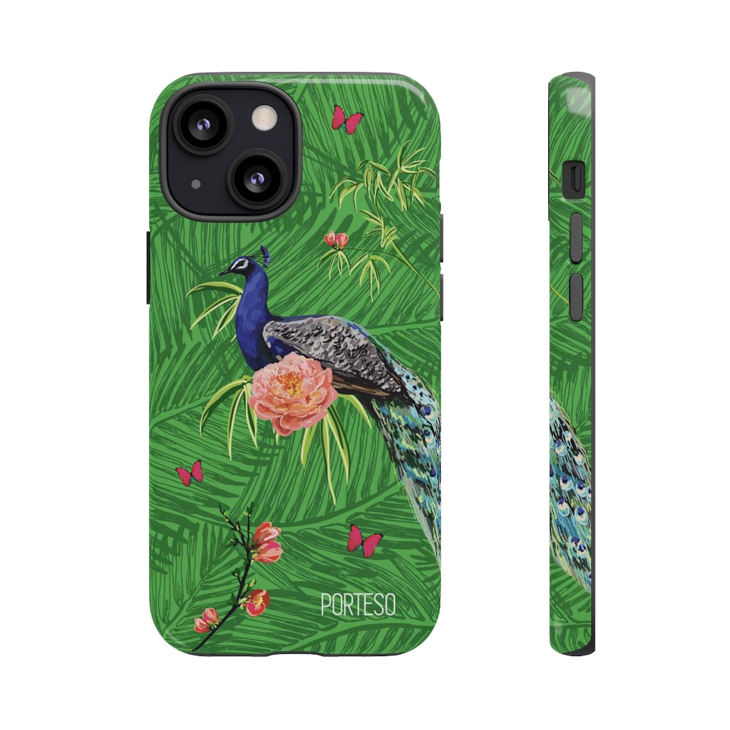 Tropical Peacock Hard Shell Phone Case