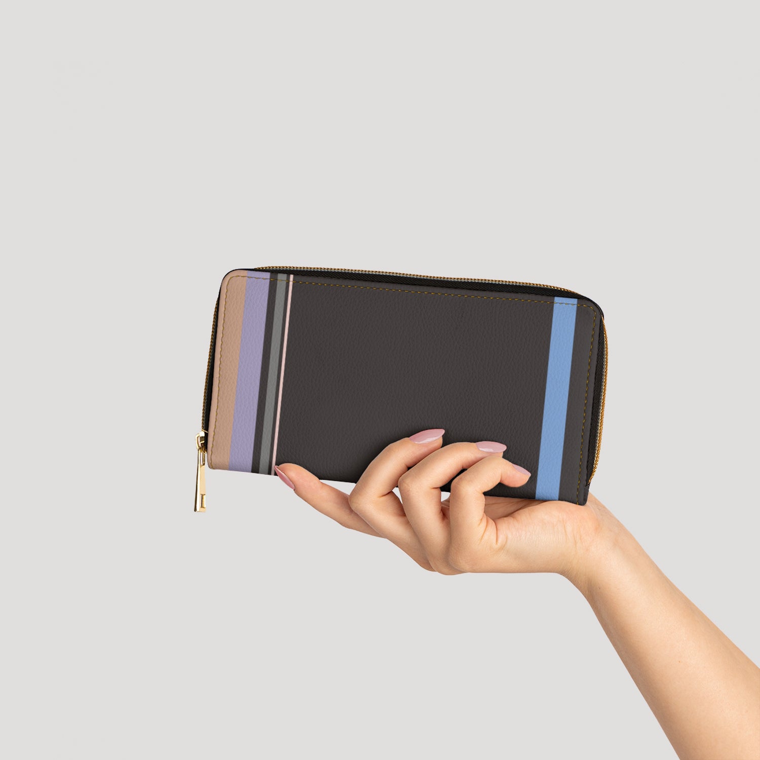 Zipper Wallet in Midnight Stripes