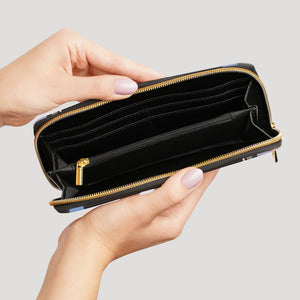 Zipper Wallet in Midnight Stripes