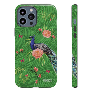 Tropical Peacock Hard Shell Phone Case