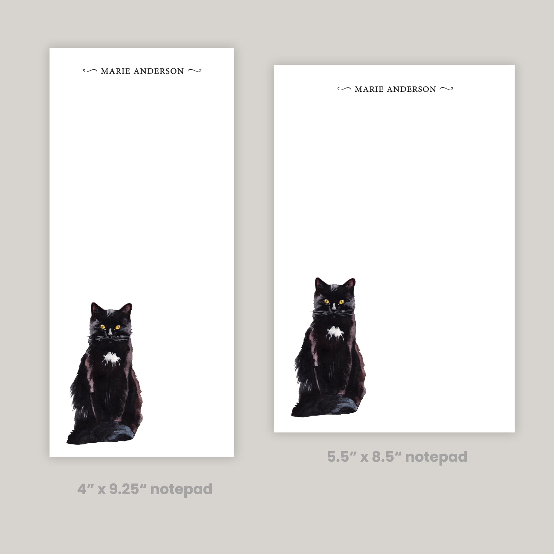 Watercolor Black Cat Notepad