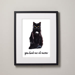 Watercolor Black Cat Fine Art Print