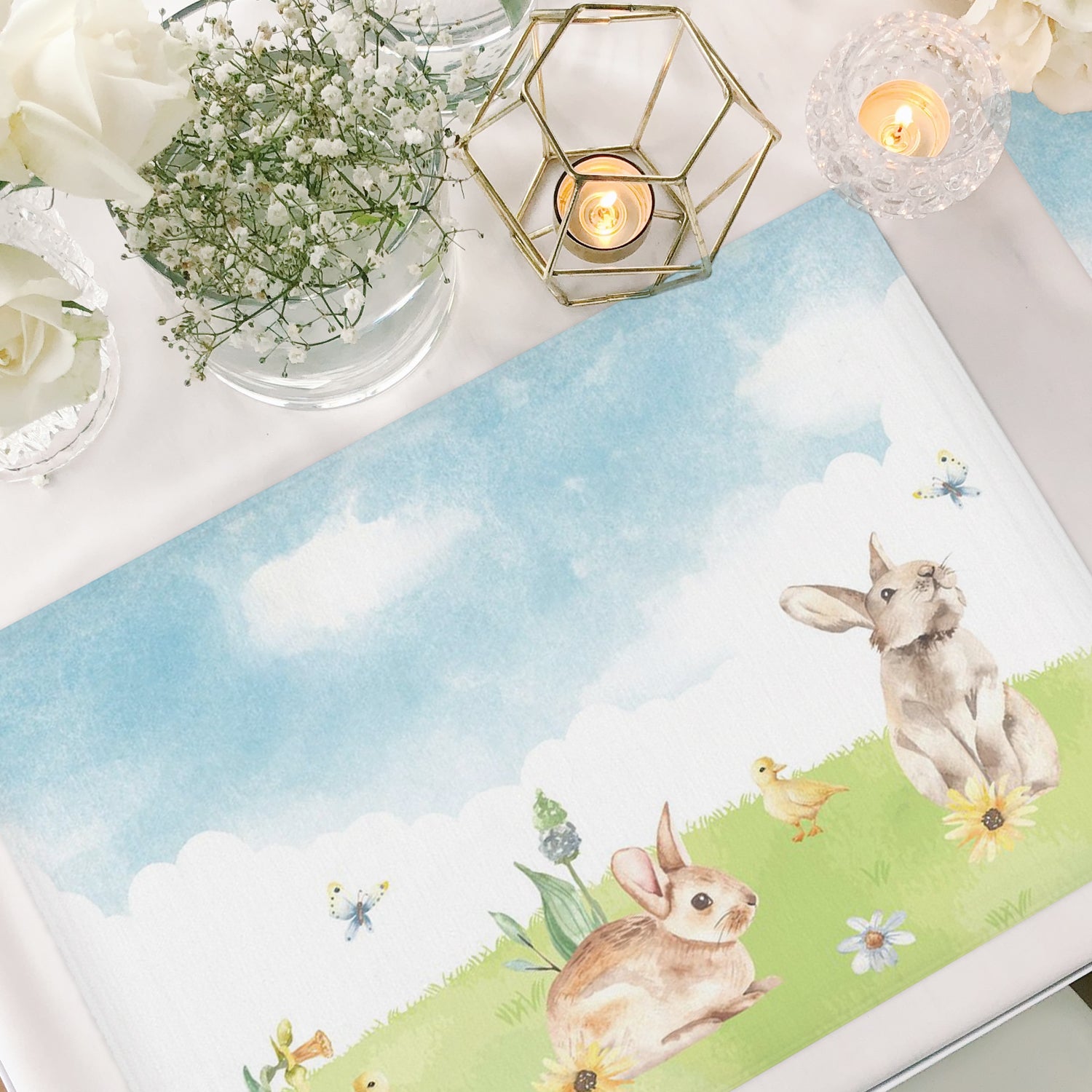 Watercolor Bunny Woven Placemat