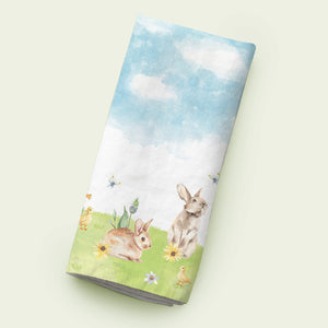 Watercolor Bunny Tea Towel