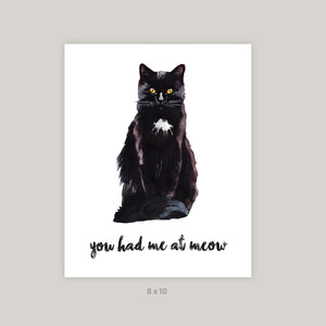 Watercolor Black Cat Fine Art Print