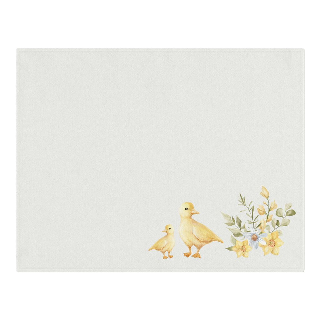 easter placemat decor for your table. chicks and flowers in a watercolor theme