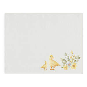 easter placemat decor for your table. chicks and flowers in a watercolor theme