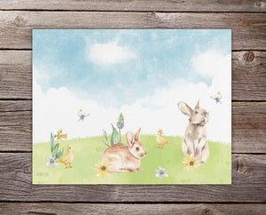 Watercolor Bunny Woven Placemat