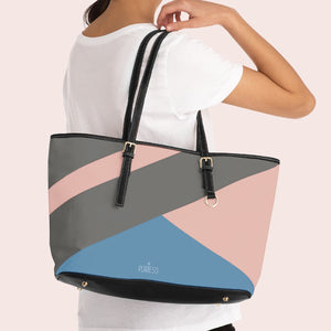 Multi Stripe Tote in Gray and Blossom