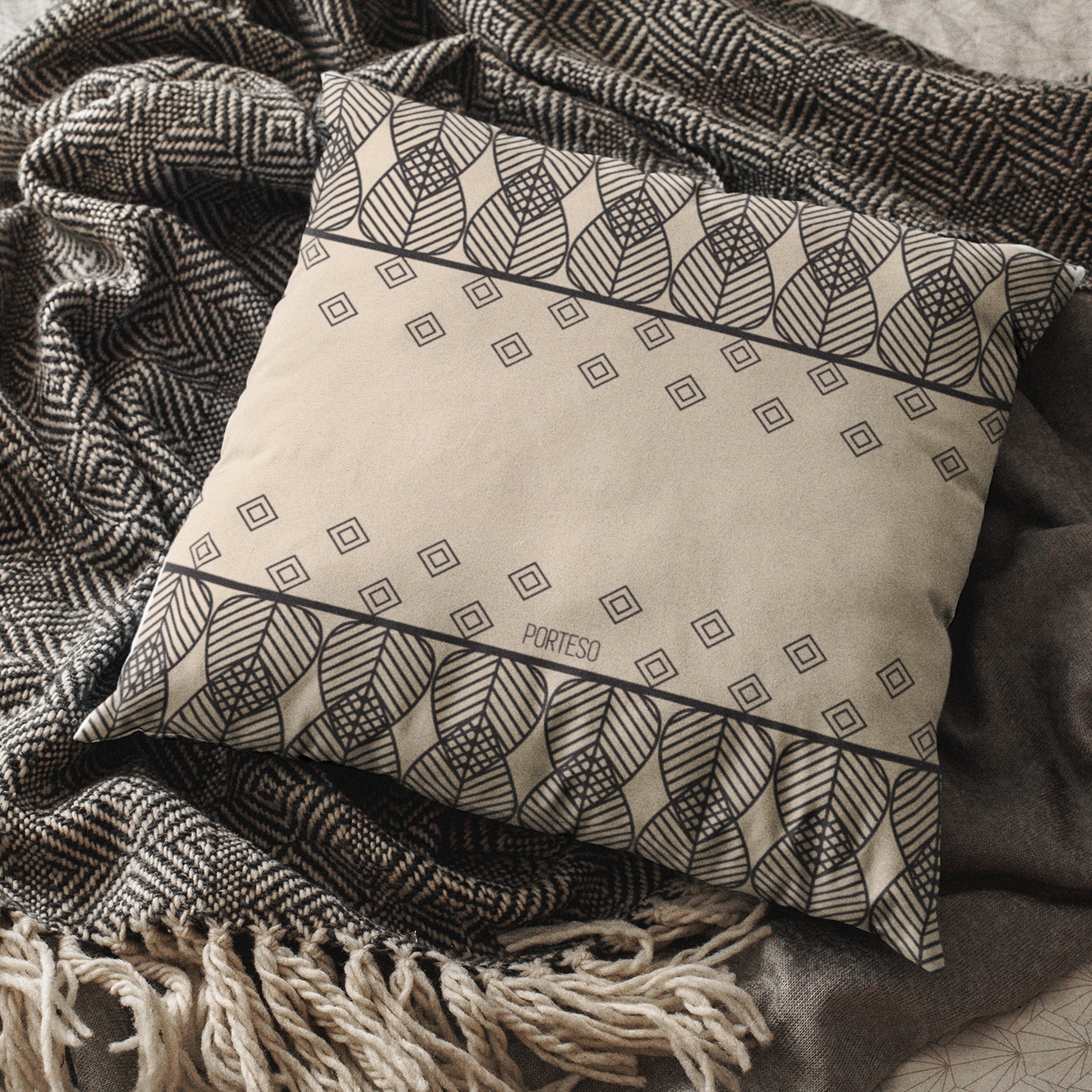 Triangle Print in Khaki Pillow