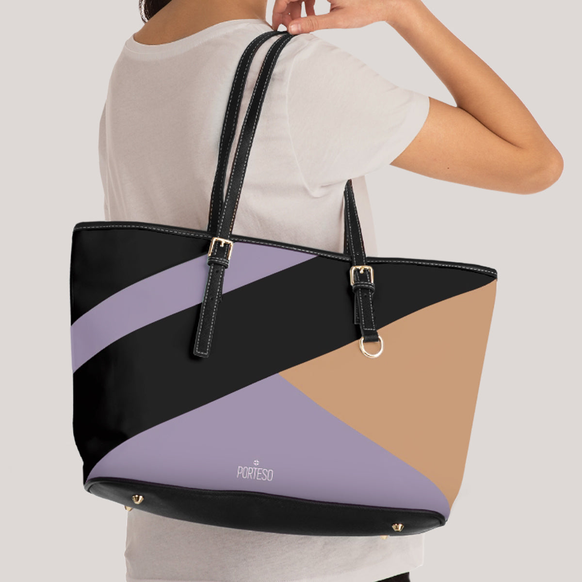 Multi Stripe Tote in Lavender and Butterscotch