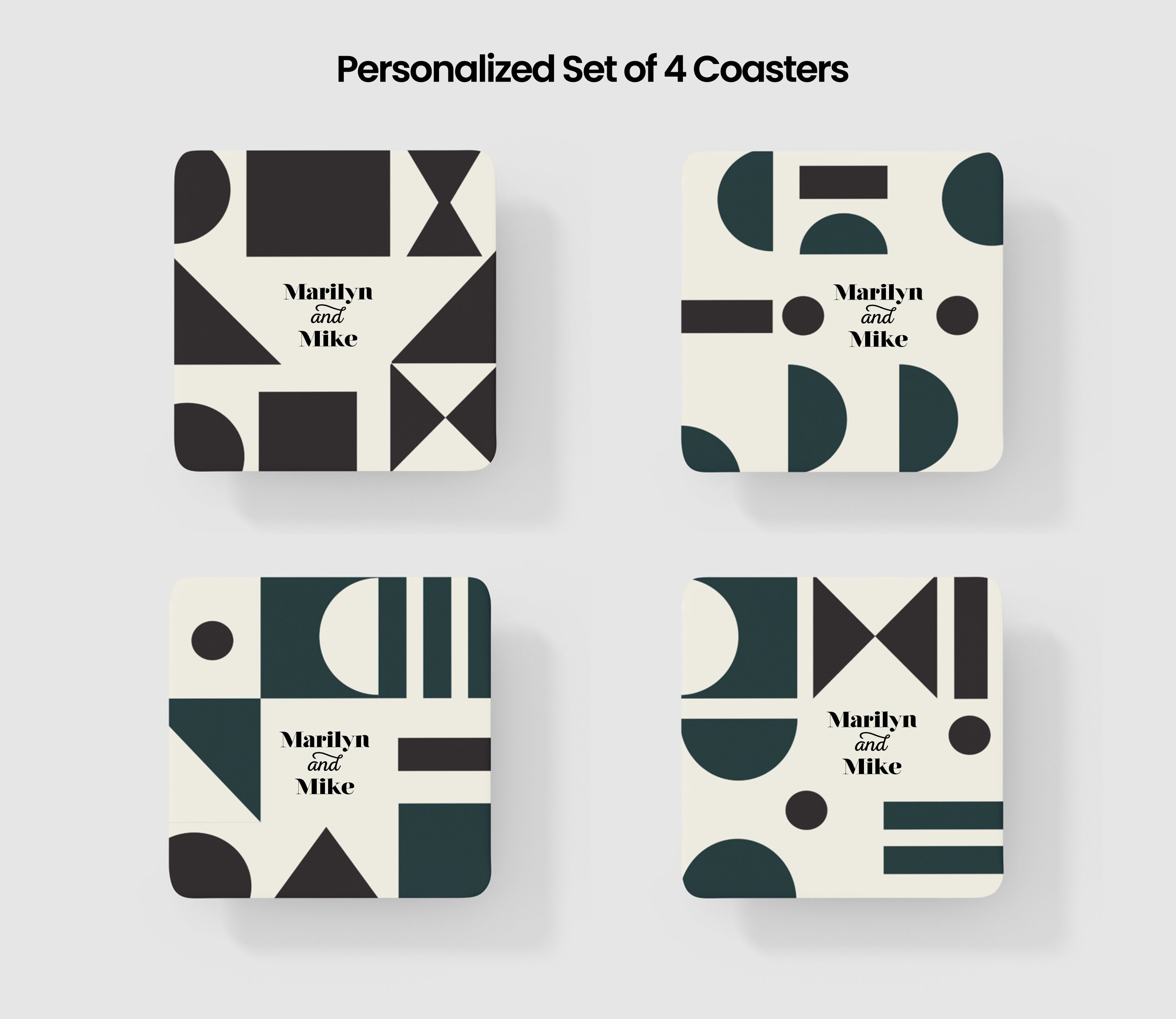 Retro Mid Century Black and Cream Coasters