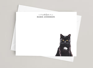 Watercolor Black Cat Notecard Set