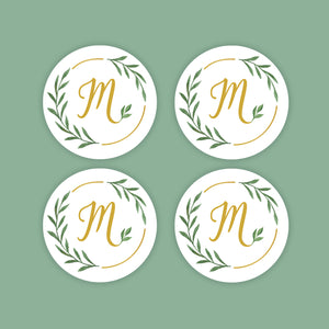 Personalized Monogram Watercolor Fern Sticker Set