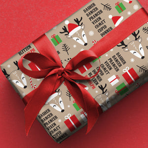 Retro Woodland Reindeer Wrapping Paper