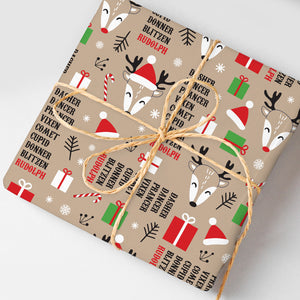 Retro Woodland Reindeer Wrapping Paper