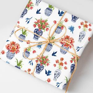 Toile Ginger Jar Wrapping Paper