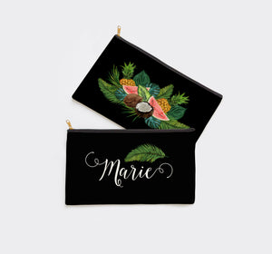 Personalized Makeup Bag in Tropical Vibes