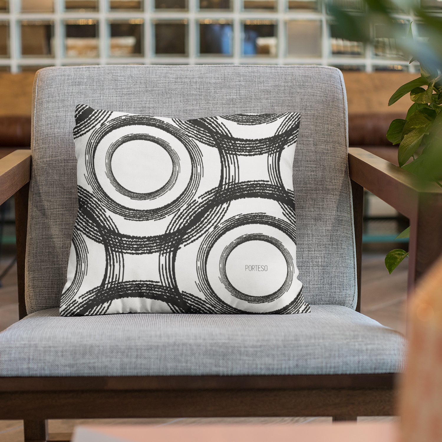 Geo Black Circle Pillow